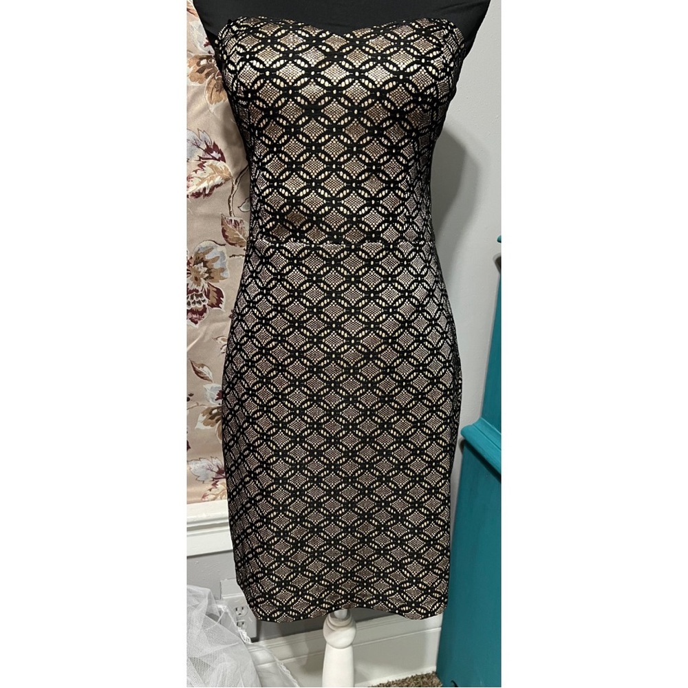Maurices Black and Gold Lace Brocade Party Dress